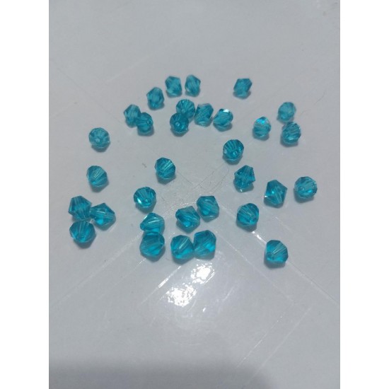 Бусины стеклянные Биконе 8 мм цв. голубой, цена за 20 шт